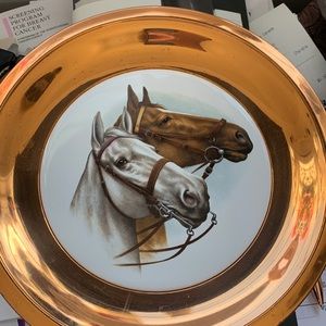 Horse head in ceramic plate with copper frame